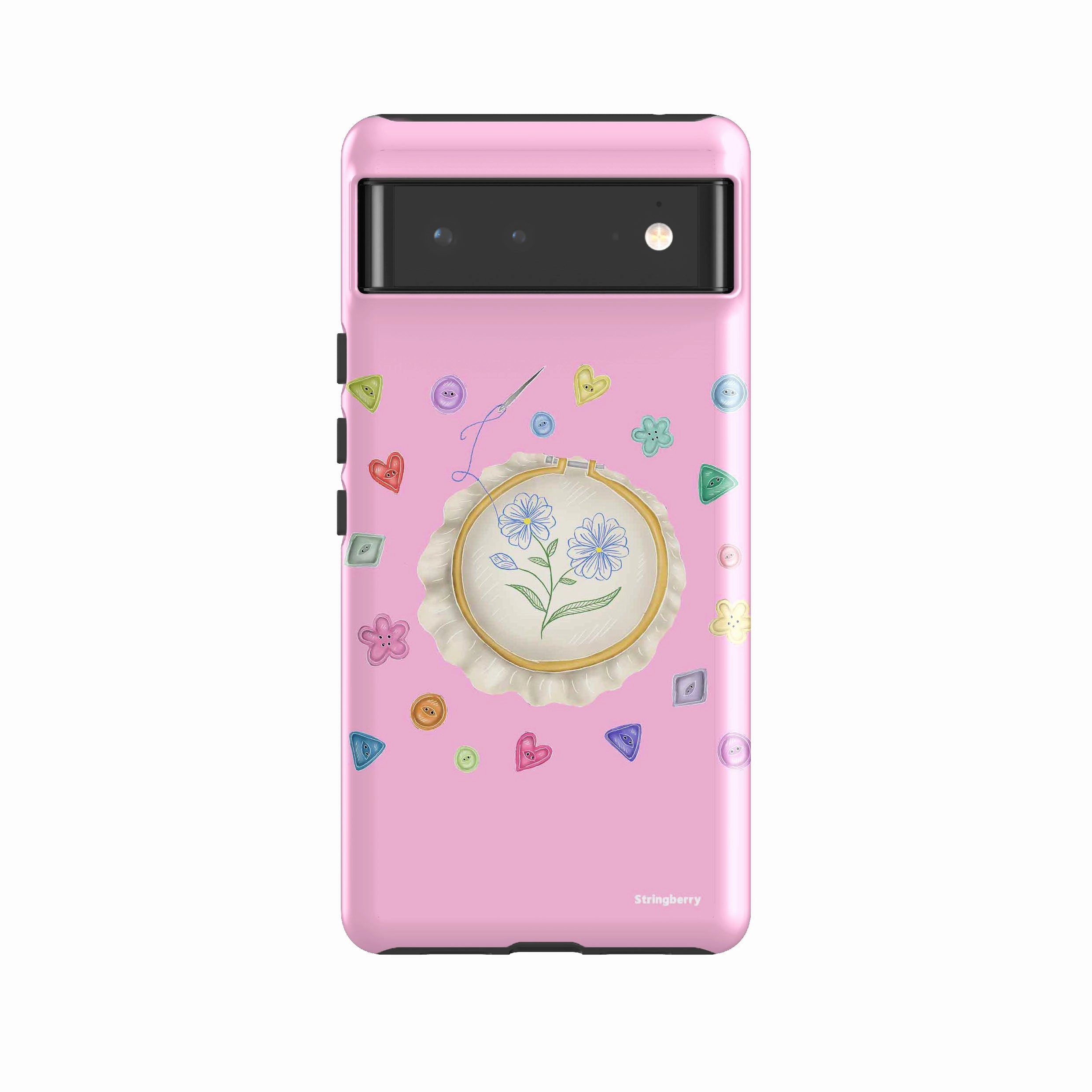 Google Tough Case -  Google Pixel Case Flower Buttons Needlework By Catherine Rowe Creative Style Compact Feel