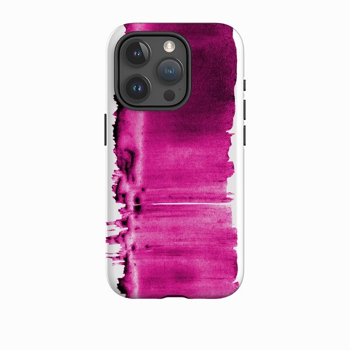 Soft Protection Layer Edge Shield iPhone Tough Case - Pink Ink By Kitty Joseph
