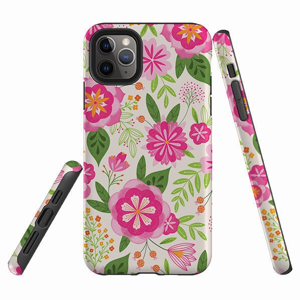 iPhone Tough Case - Big Bold Blooms Ivory By Jenny Zemanek Colorful Design