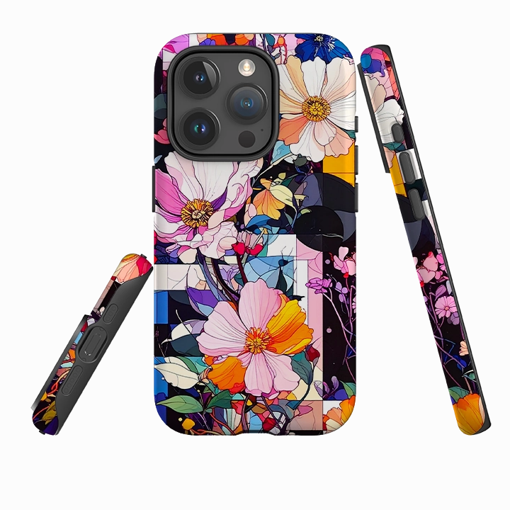 Soft Protection Edge Hard Edge iPhone Tough Case - Block Floral