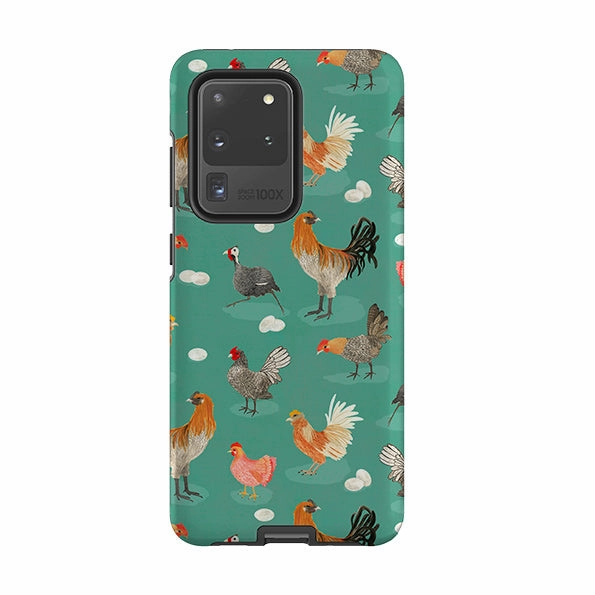 Samsung Tough Case - Chicken Teal By Katherine Quinn Soft Protection Edge Soft Layer Texture