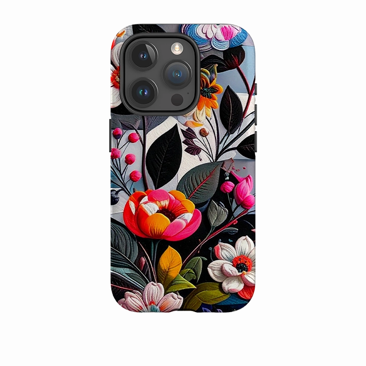 Flexible Edge Texture iPhone Tough Case - Summer Florals