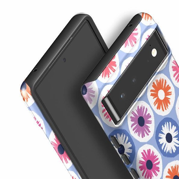 Marble Pattern Light Frame Google Tough Case -  Penny Flowers Light Blue By Ali Brookes