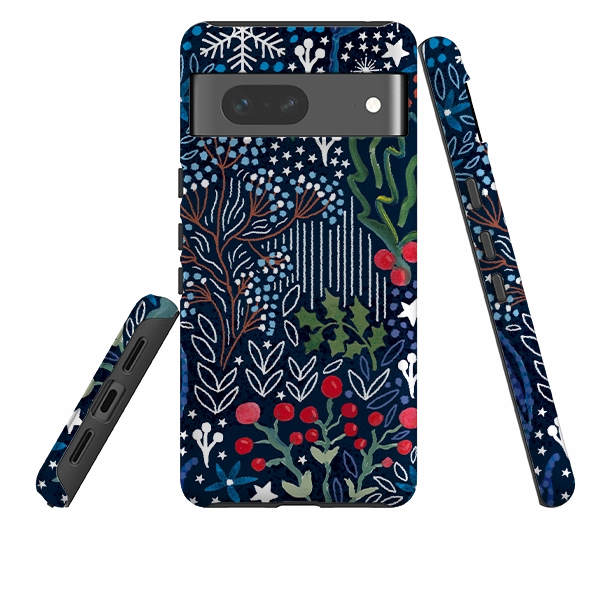 Google Tough Case - Winter Flowers II By Emma Frances Grant Matte Surface Design Marble Pattern