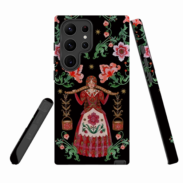 Gloss Finish Stylish Layer Texture Samsung Tough  Case - Eight Maids A Milking By Maria Matos