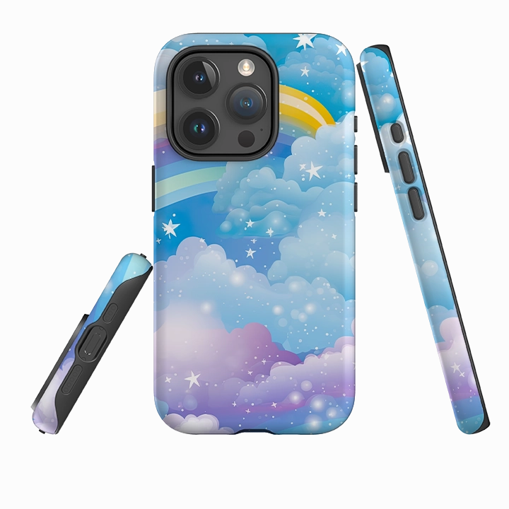 Hybrid Build Transparent Shell iPhone Case - Distant Rainbow II