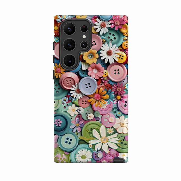 Rugged Look Travel Essential Samsung Tough  Case - Floral Buttons