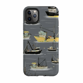 iPhone Tough Case - Fishing Boats Grey By Katherine Quinn Magnetic Mount Compatible