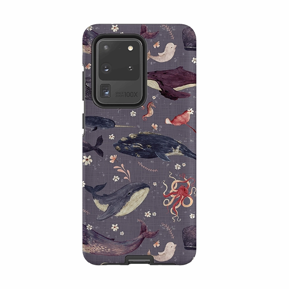 Light Structure Durable Texture Samsung Tough Case - Whale Song Lavender By Katherine Quinn