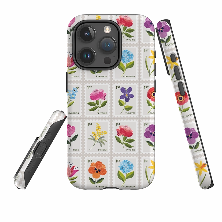 iPhone Tough Case - Floral Postage Stamps By Ali Brookes Shock absorption