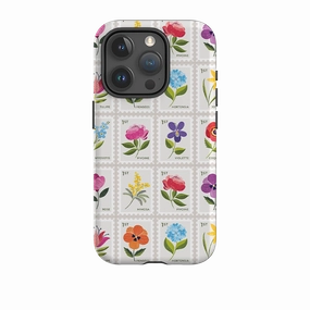 iPhone Tough Case - Floral Postage Stamps By Ali Brookes Car Accessory Lightweight Build Quality