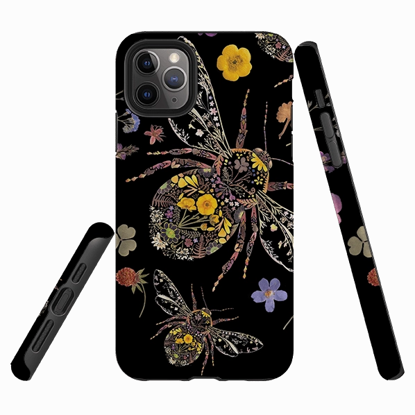 iPhone Tough Case - Floral Bumble Bees By Helen Ahpornsiri Smooth Pattern Affordable option