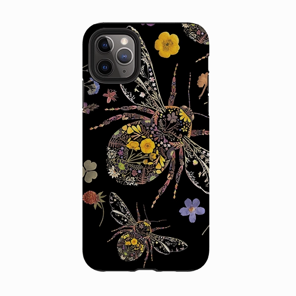 Gloss Surface iPhone Tough Case - Floral Bumble Bees By Helen Ahpornsiri