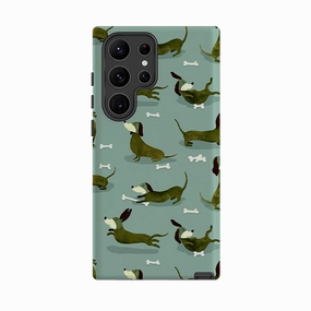 Rugged Detail Layer Samsung Tough Case - Dash Dogs Green By Katherine Quinn
