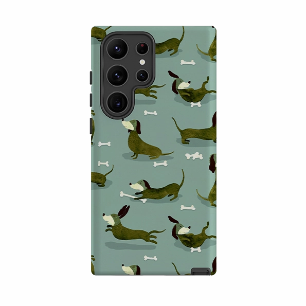 Rugged Detail Layer Samsung Tough Case - Dash Dogs Green By Katherine Quinn