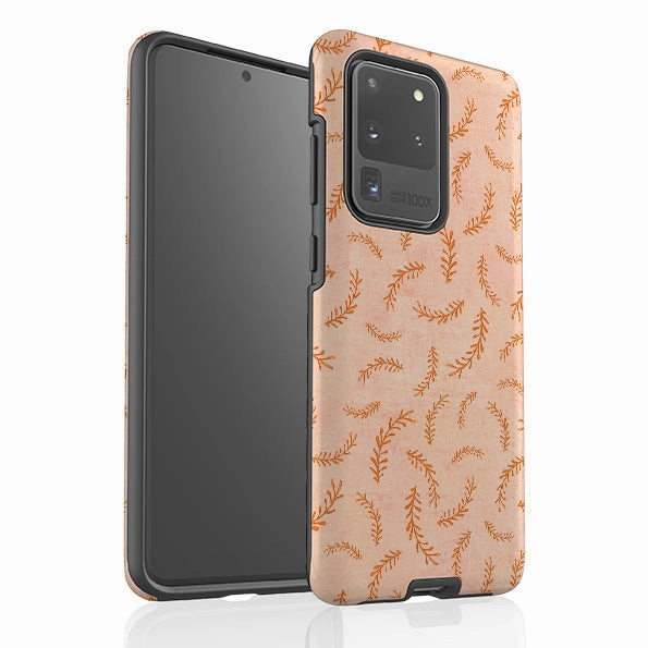 Strong Outline Hybrid Detail Samsung Tough Case - Feathers Pink By Katherine Quinn