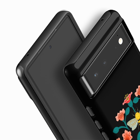 Anti Scratch Layer Polished Look Google Tough Case -  Bee Floral Dark By Nina Pace