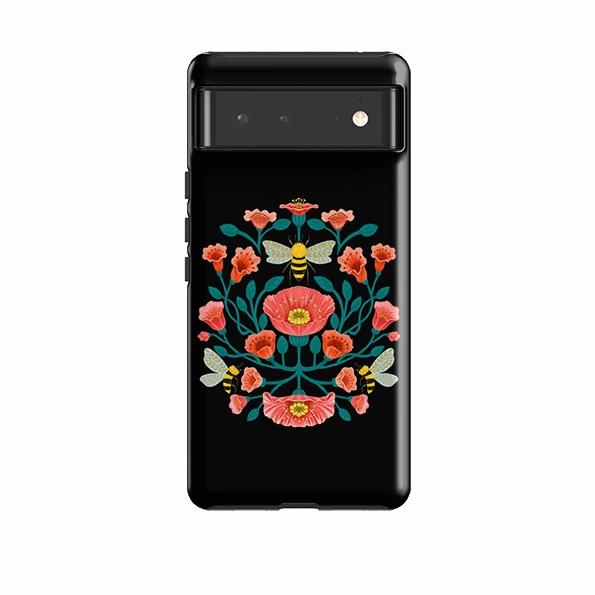 Student Gear Google Tough Case -  Bee Floral Dark By Nina Pace