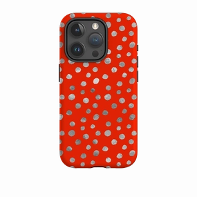 iPhone Tough Case - Red and Silver Dots Daily Carry Gloss Layer