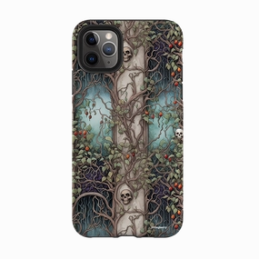 iPhone Tough Case - Skull Trees Resistant Layer Durable Build