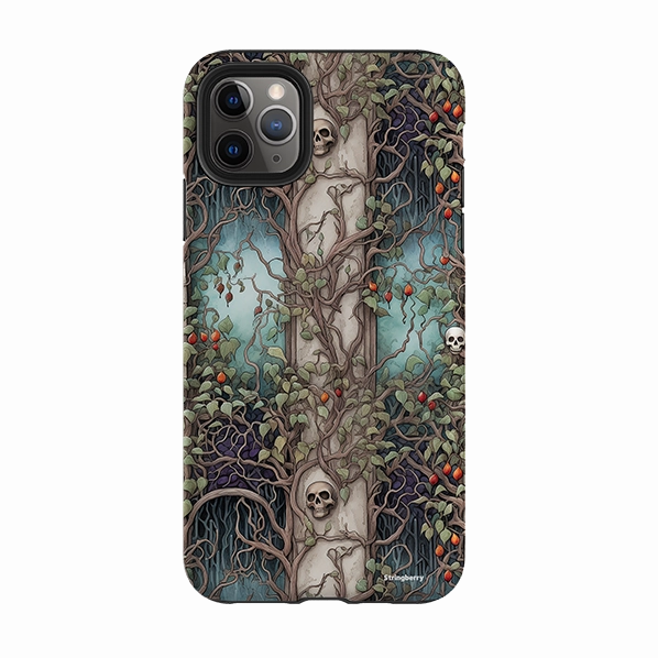 iPhone Tough Case - Skull Trees Resistant Layer Durable Build