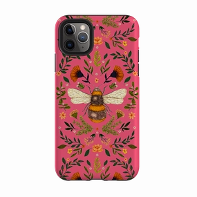 iPhone Tough Case - Botanical Bee Peach By Jade Mosinski Modern Surface Design
