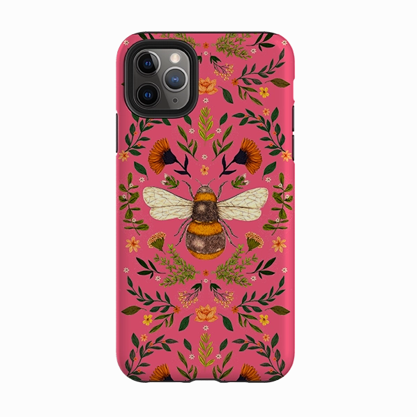 iPhone Tough Case - Botanical Bee Peach By Jade Mosinski Polished Detail