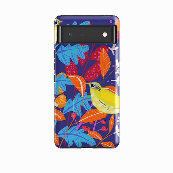 Soft Surface Layer Tough Grip Google Tough Case -  Yellow Bird By Claire West