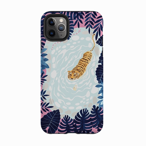 iPhone Tough Case - Swimming Tiger By Bex Parkin Smooth Pattern Finish