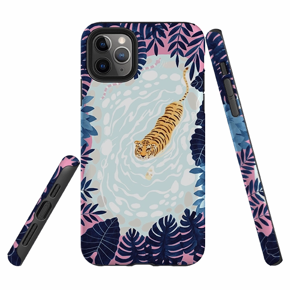 Vivid colors iPhone Tough Case - Swimming Tiger By Bex Parkin
