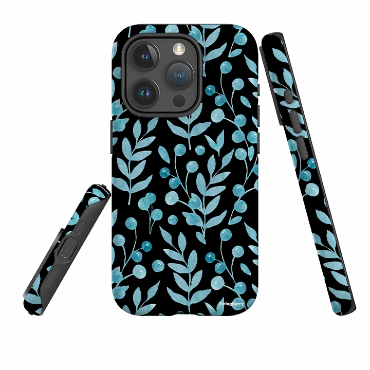 iPhone Tough Case - Blue Xmas Florals Compact Grip Creative Style