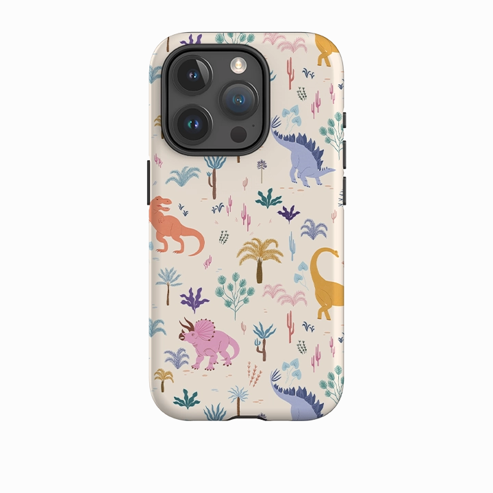 Premium Touch Anti glare iPhone Tough Case - Dinosaur Pattern Light By Meghann Rader