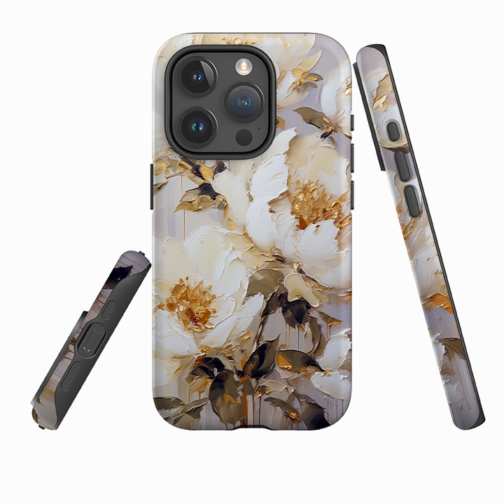 Anti scratch Glossy Texture Layer iPhone Tough Case - Linden Floral IV