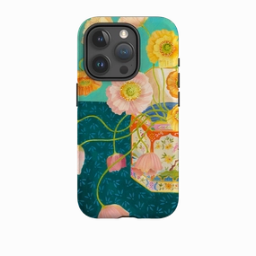 Non Slip Surface Stylish Aesthetic iPhone Tough Case - Poppies By Bex Parkin
