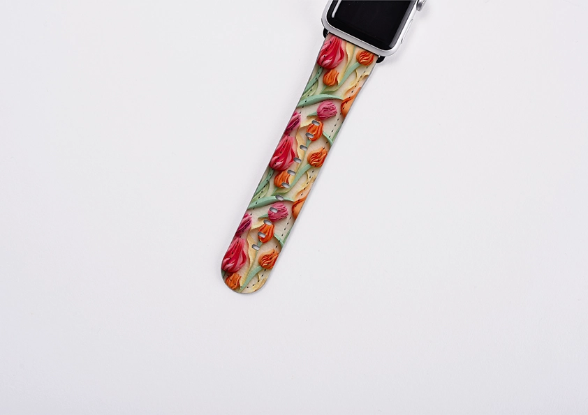 Stylish Aesthetic The Hague Tulips Apple Watch Strap
