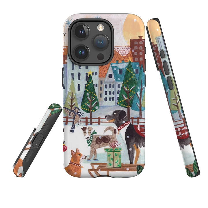 iPhone Tough Case - Christmas Dogs By Caroline Bonne Muller Drop Shield