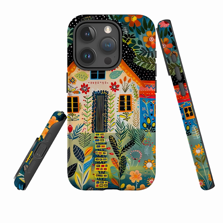 Comfort Texture Minimal Shield Texture iPhone Case - Folk Art House II