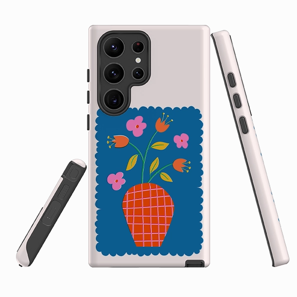 Comfort Texture Smooth Design Samsung Tough Case - Floral Stamp