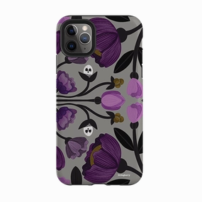 iPhone Tough Case - Purple Flower Skull II By Nina Pace Vivid Detail