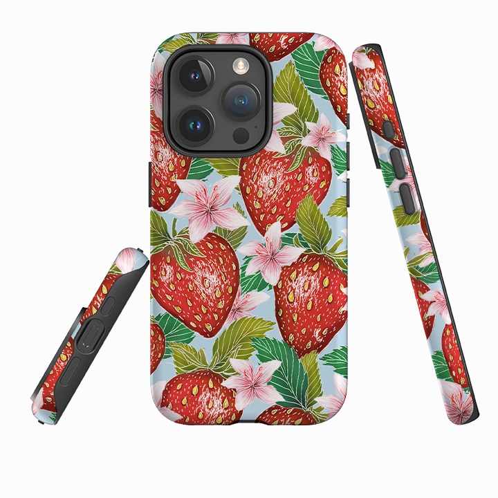 iPhone Tough Case - Blue Strawberries By Catherine Rowe Compact Structure