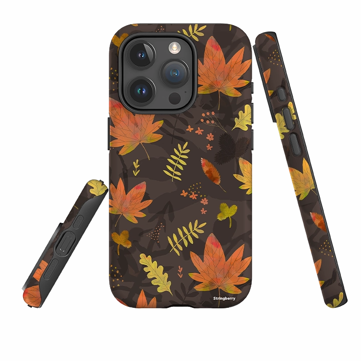 Elegant Texture Travel Companion iPhone Tough Case - Autumn Leaves Yellow