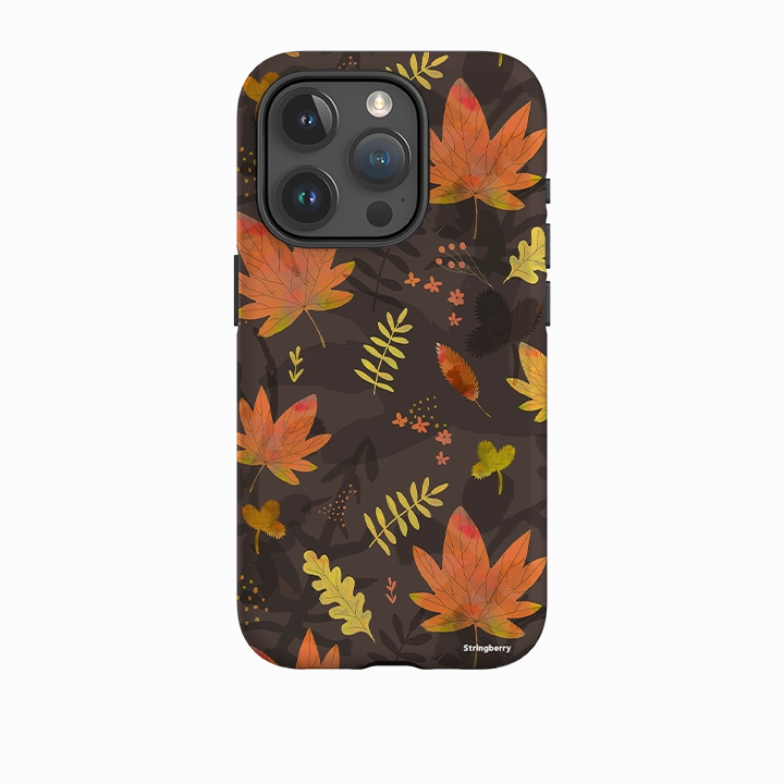 Flexible Pattern Layer Comfort Use iPhone Tough Case - Autumn Leaves Yellow