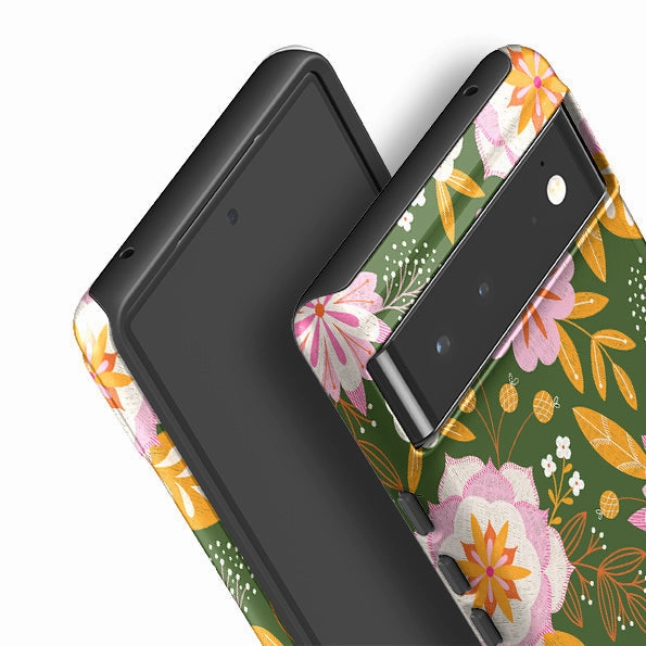Google Tough Case -  Big Bold Blooms Green By Jenny Zemanek Modern Edge