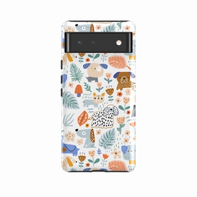 Slim Fit Design Slim Profile Google Tough Case -  Dog Floral Pattern