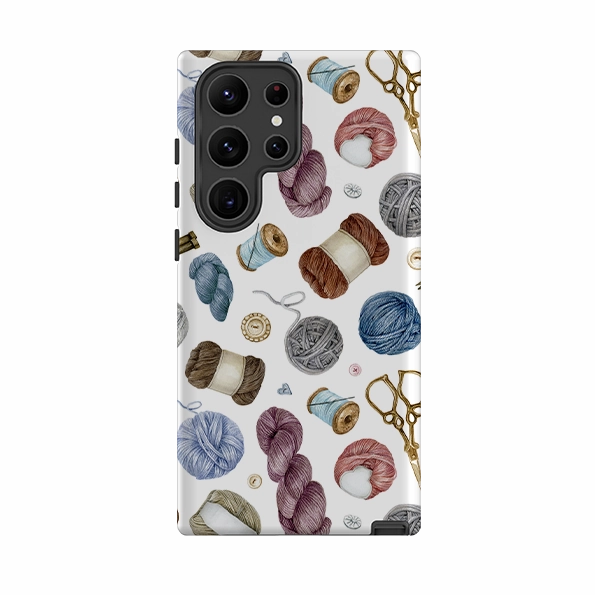 Luxury Texture Finish Precision Cutouts Samsung Tough  Case - Wool Pattern