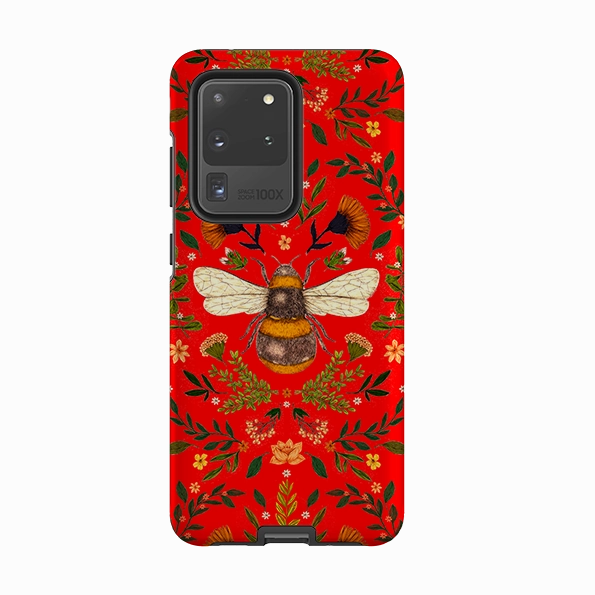 Samsung Tough Case - Botanical Bee Red By Jade Mosinski Modern Pattern Style Shock Absorbing