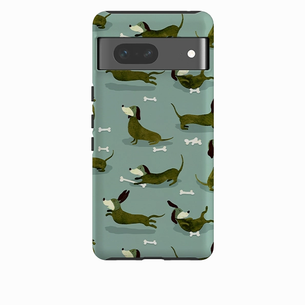 Google Tough Case -  Dash Dogs Green By Katherine Quinn Hybrid Texture Layer Minimal Feature