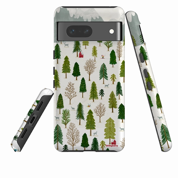 Matte Pattern Gloss Finish Design Google Tough Case -  Winter Landscape III By Katherine Rowe