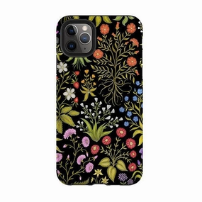 Urban Design Stylish Layer Texture iPhone Tough Case - Fleurs Black By Catherine Rowe