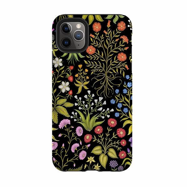 Urban Design Stylish Layer Texture iPhone Tough Case - Fleurs Black By Catherine Rowe